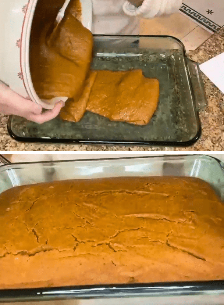 baking the pumpkin spice cake for the trifle